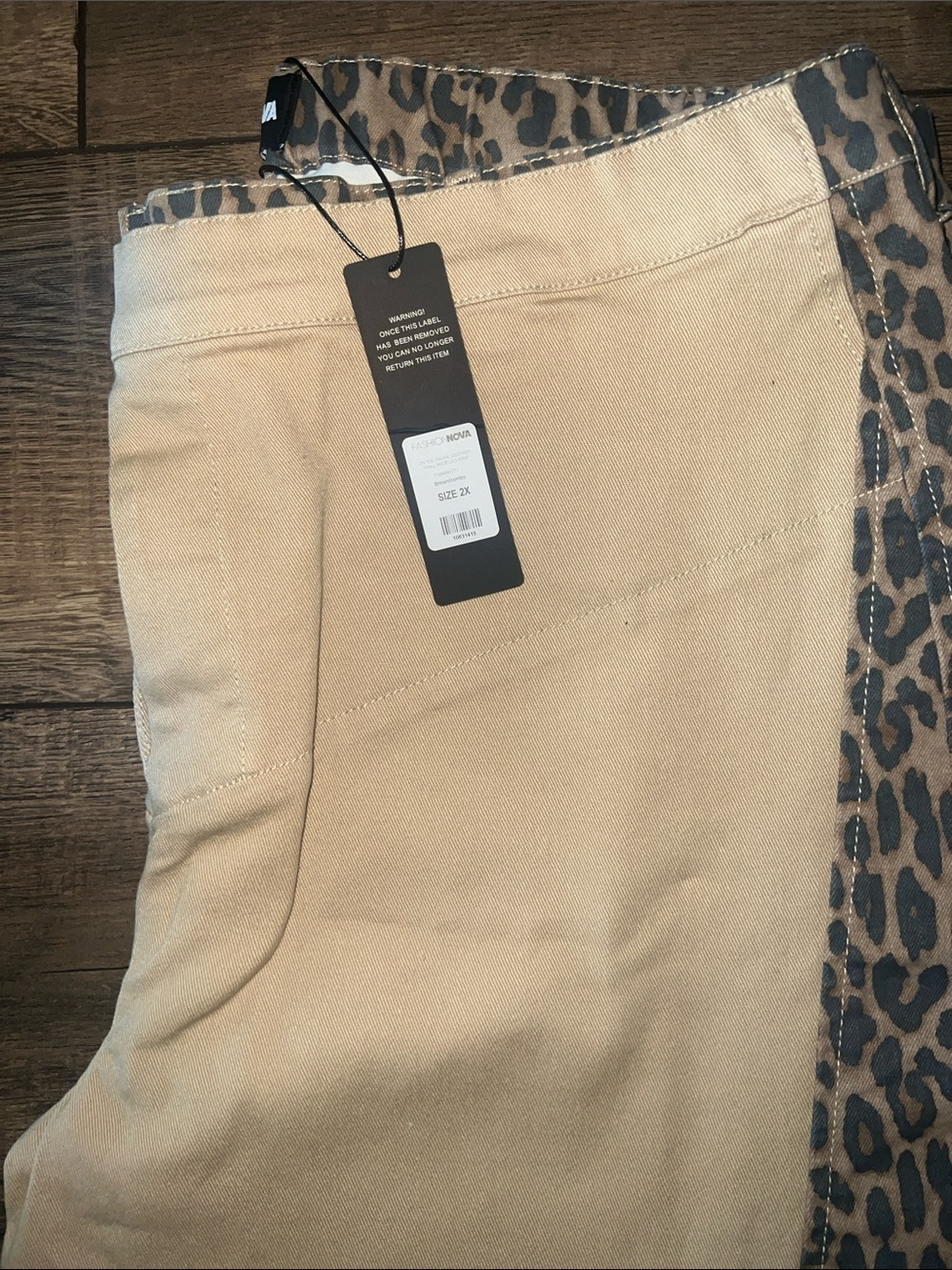 Tan Pants with Leopard Print - Picture 2 of 5